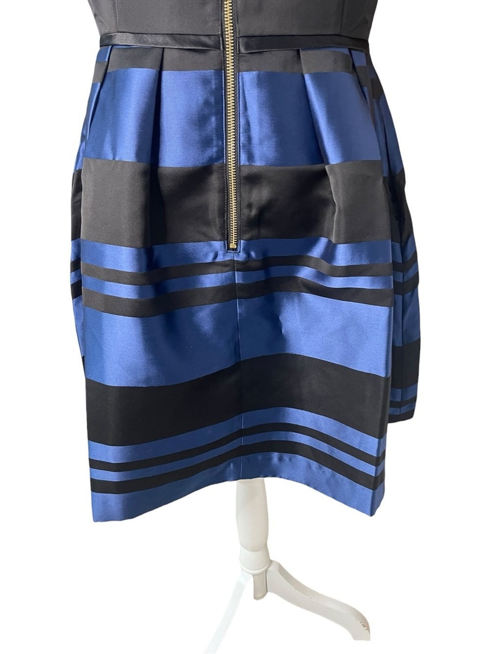 Southern Tide Fit and Flare Stripe Satin Dress Blue Black - Picture 9 of 16